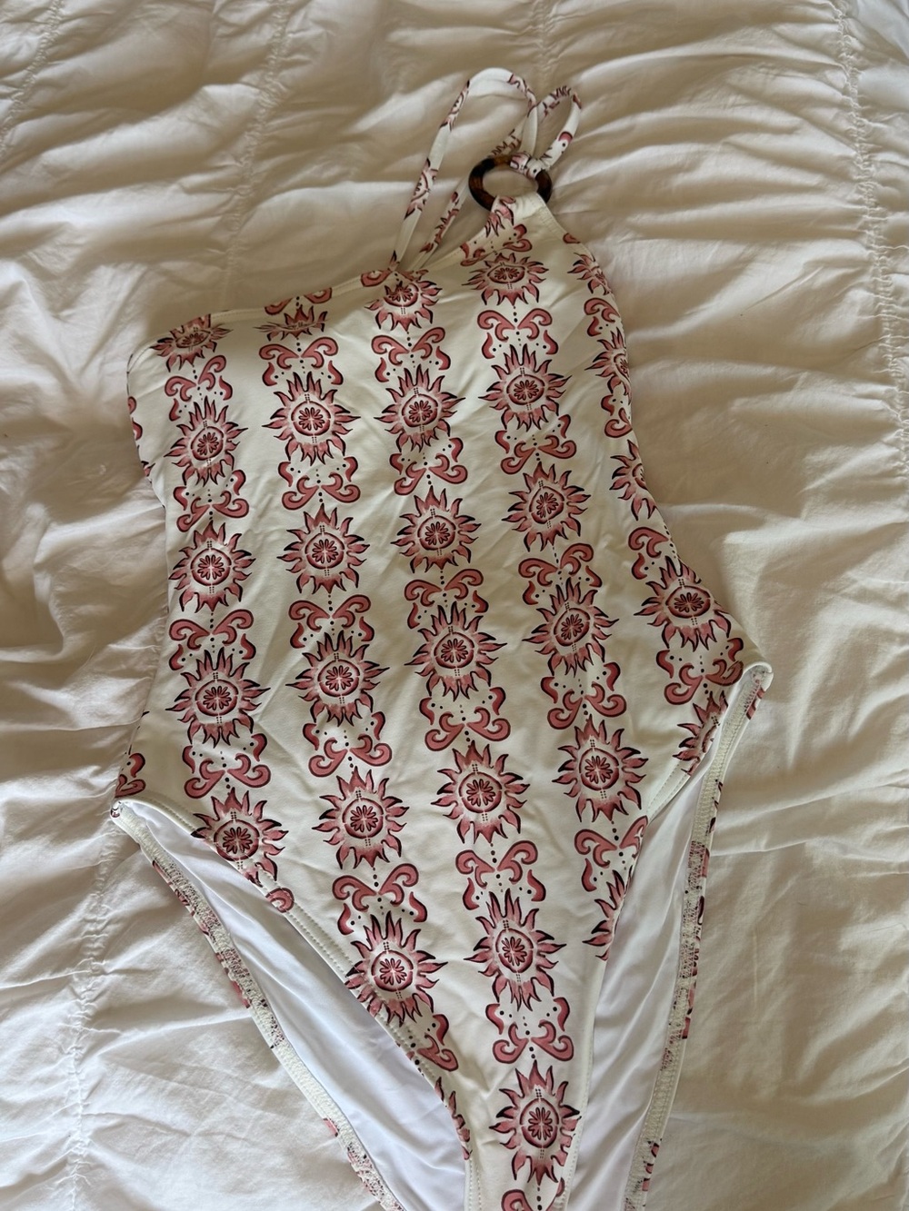 Princess Polly White One-Piece Swimsuit with Pink Floral Pattern